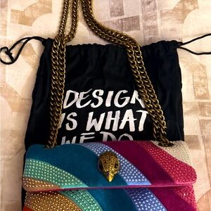 Kurt Geiger Rainbow Suede Shoulder Bag with Gold Chain